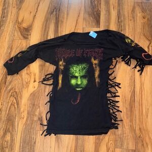 Vintage Cradle of Filth Eve Pleaser Custom Distressed Fringe Band T-Shirt Metal